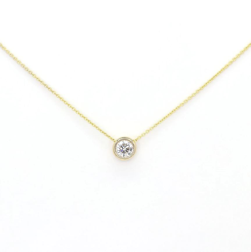 0.35ct Lab Grown Diamond Bezel 14K Gold Necklace