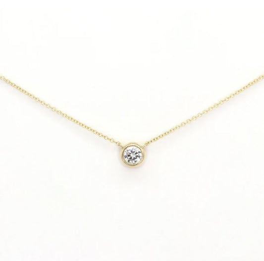 0.30ct Lab Grown Diamond Bezel 14K Gold Necklace