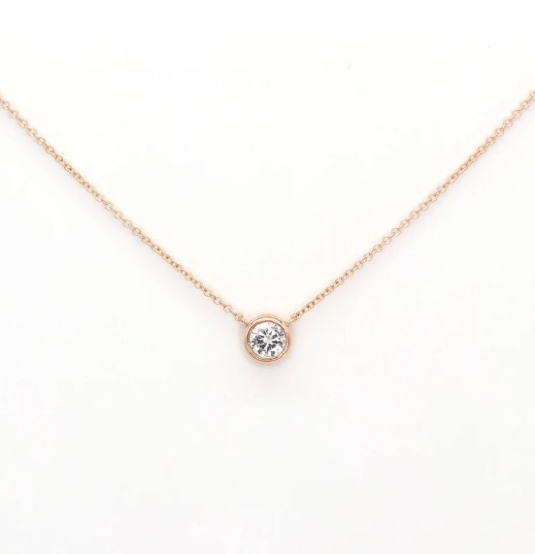 0.30ct LAB GROWN DIAMOND BEZEL 14k GOLD NECKLACE