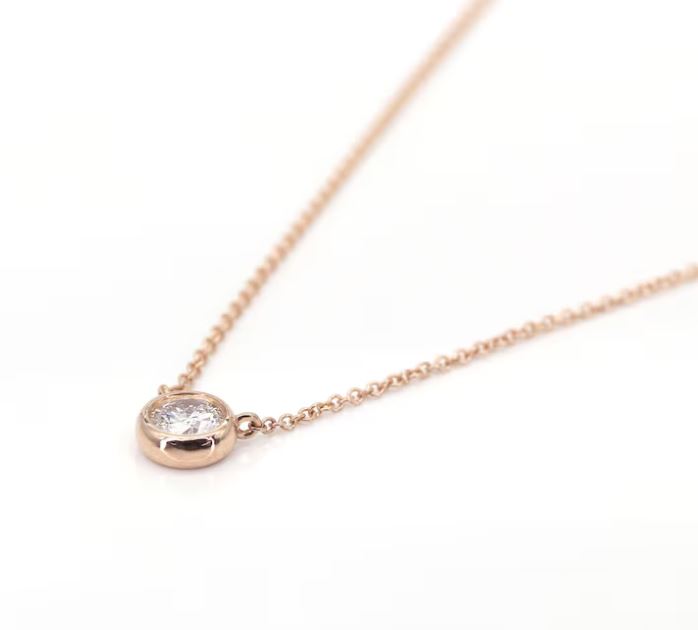 0.30ct LAB GROWN DIAMOND BEZEL 14k GOLD NECKLACE