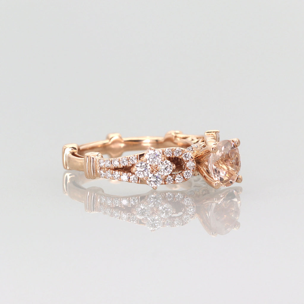 18K ROSE GOLD MORGANITE DIAMOND CLUSTER RING