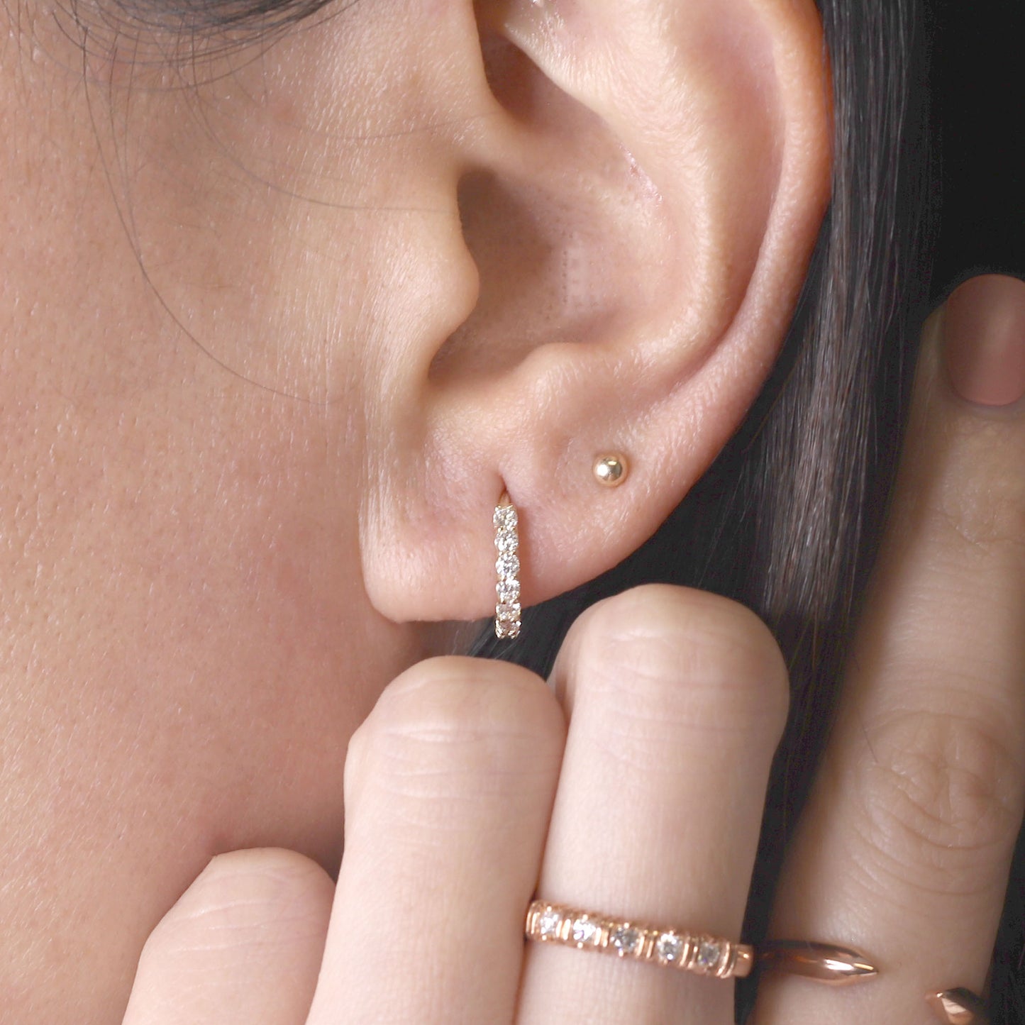 14K DIAMOND HOOP EARRING