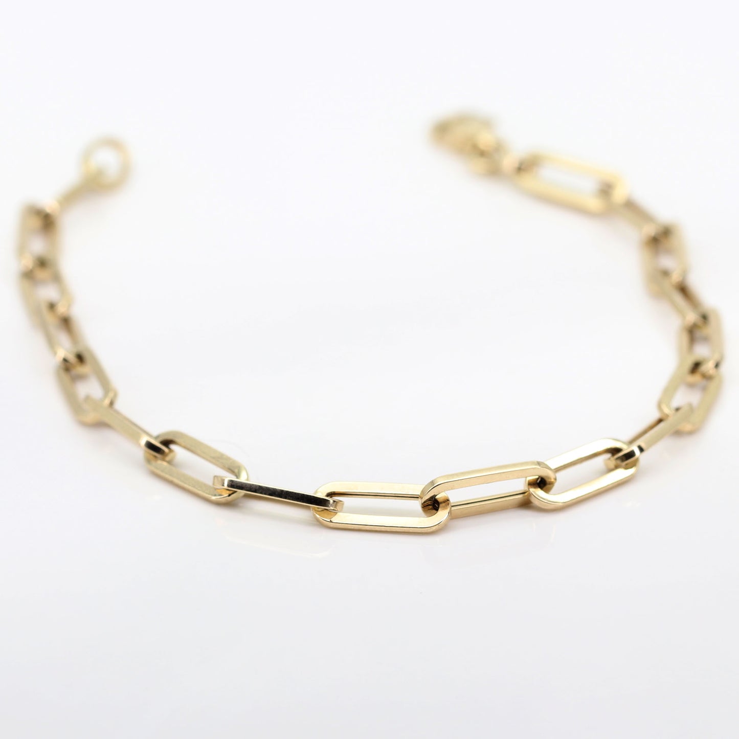 14K YELLOW GOLD PAPER CLIP CHAIN BRACELET