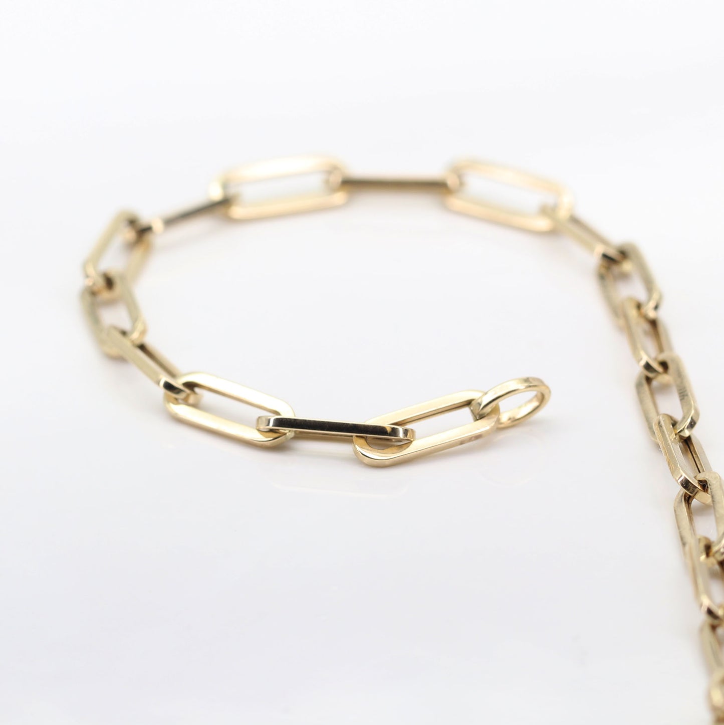 14K YELLOW GOLD PAPER CLIP CHAIN BRACELET