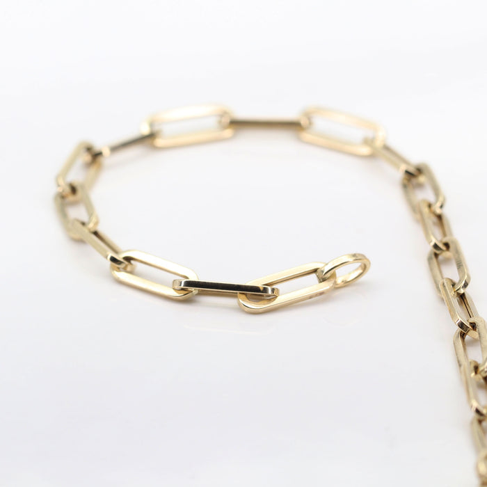 14K YELLOW GOLD PAPER CLIP CHAIN ANKLET