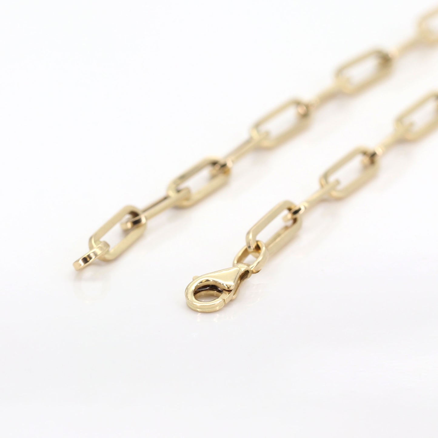 14K YELLOW GOLD PAPER CLIP CHAIN BRACELET