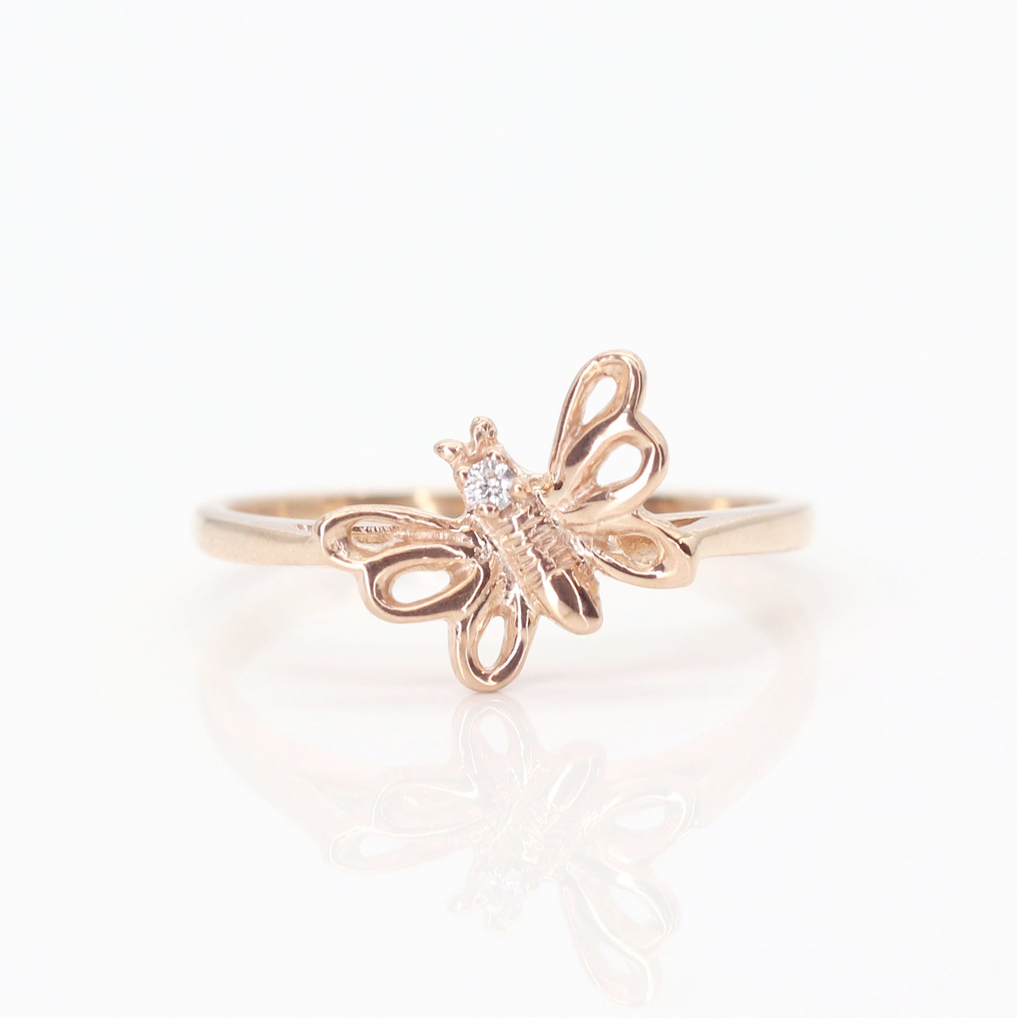 14K DIAMOND BUTTERFLY RING