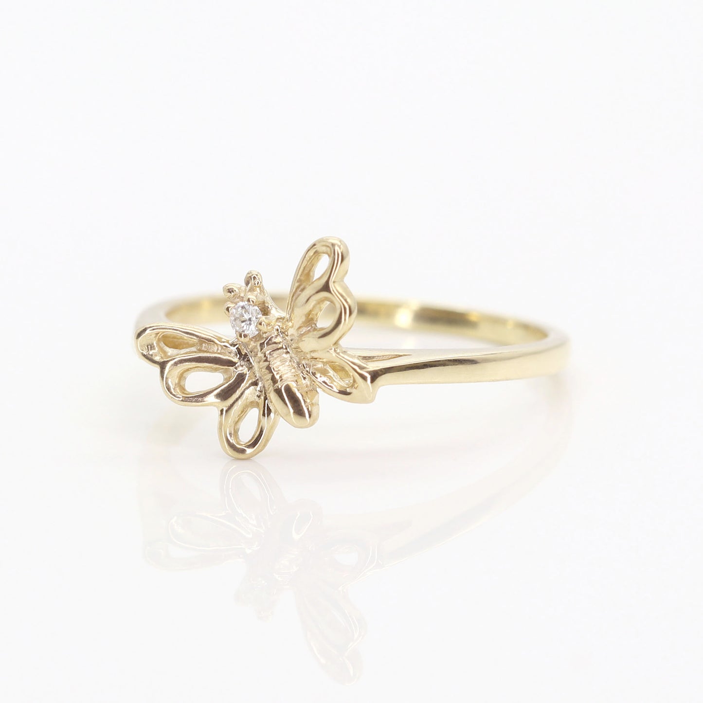 14K DIAMOND BUTTERFLY RING