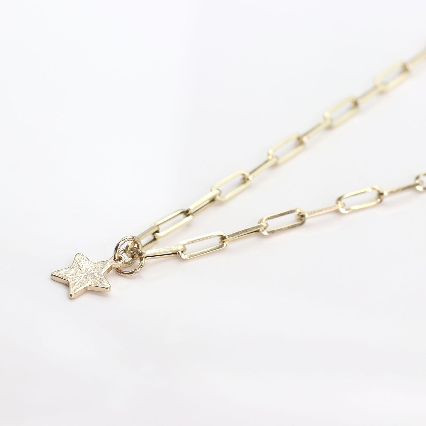 14K YELLOW GOLD STAR PAPER CLIP CHAIN NECKLACE