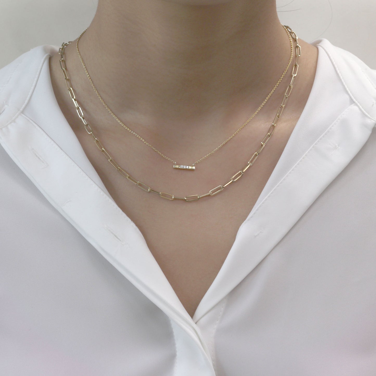 14K YELLOW GOLD PAPER CLIP CHAIN NECKLACE