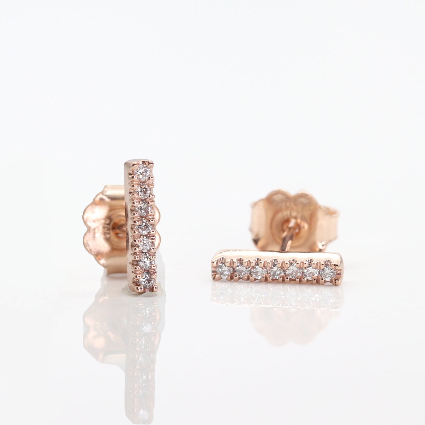 14K DIAMOND BAR EARRING