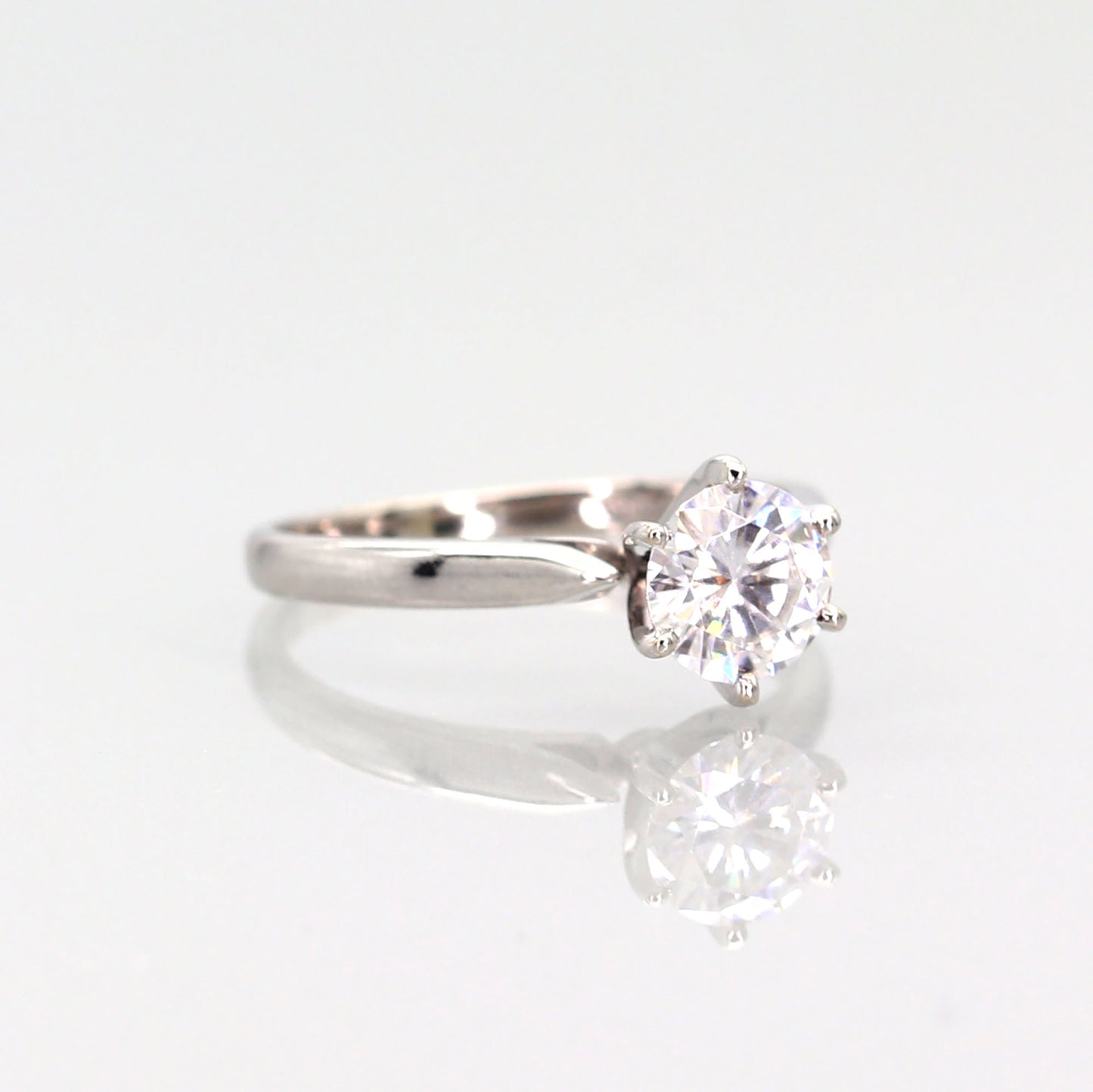 14K WHITE GOLD 1CT MOISSANITE SOLITAIRE RING