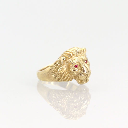 14K RUBY LION HEAD BAND