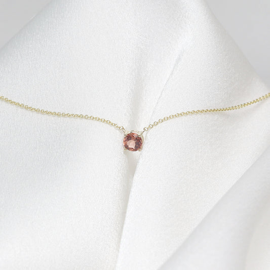 14K SUNSTONE SOLITAIRE NECKLACE