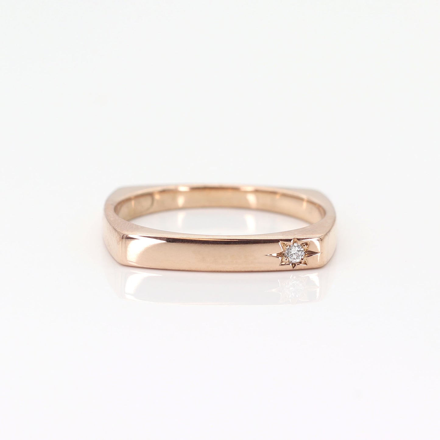 14K FLAME DIAMOND SQUARE BAND