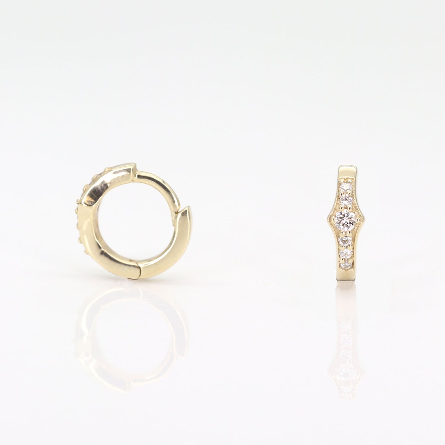 14K DIAMOND TINY HOOP EARRING