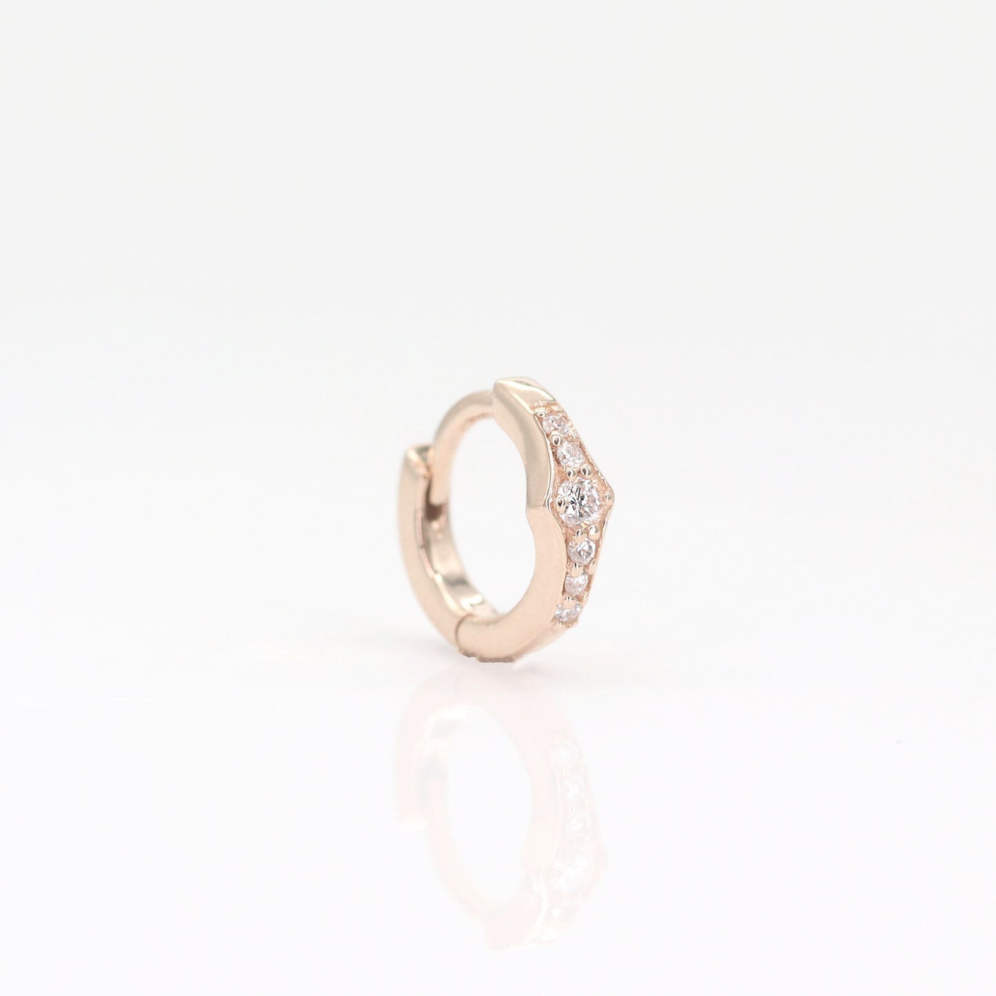 14K DIAMOND TINY HOOP EARRING