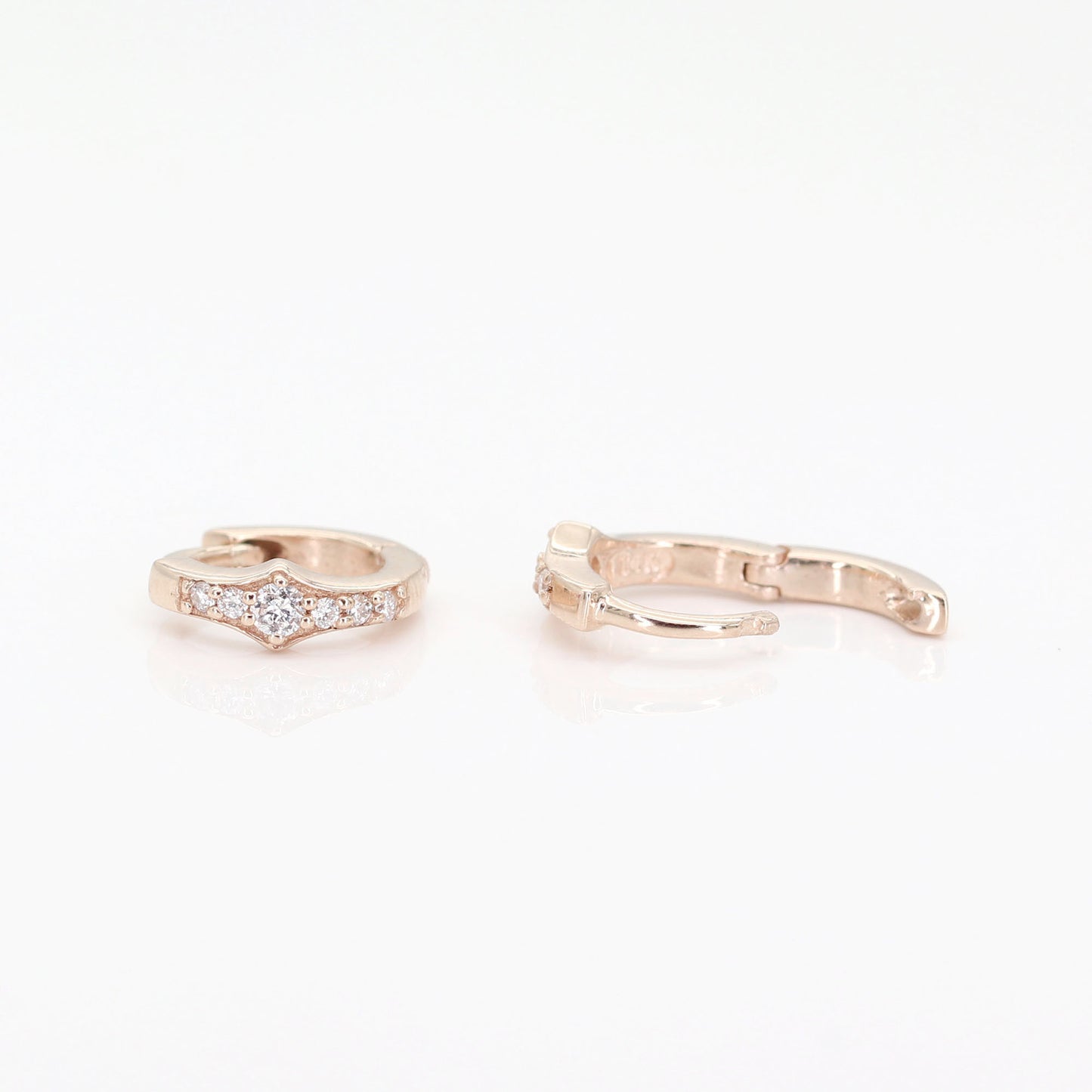 14K DIAMOND TINY HOOP EARRING