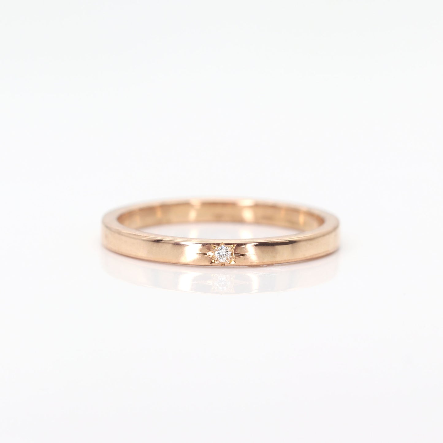 14K 1 FLAME DIAMOND 2MM BAND