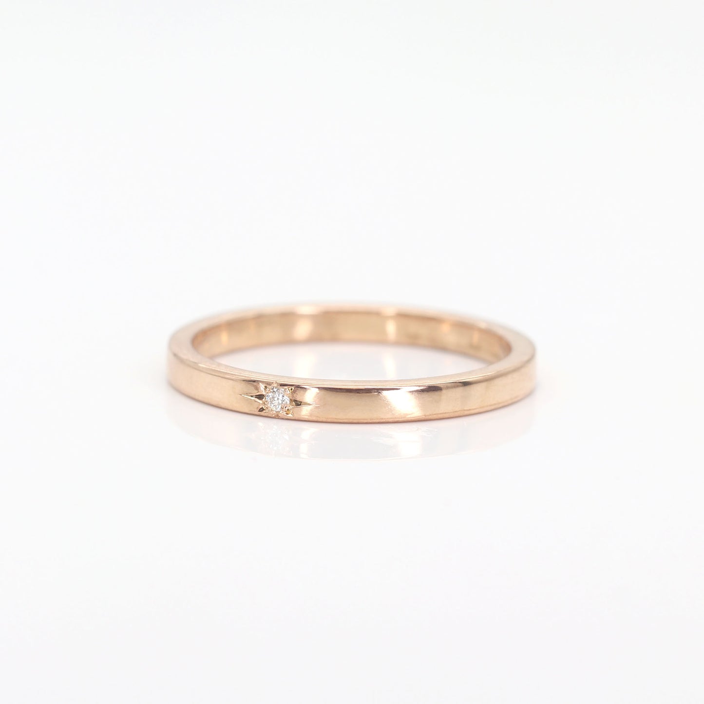 14K 1 FLAME DIAMOND 2MM BAND