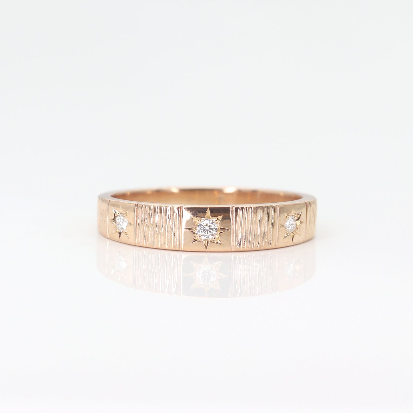 14K 3 FLAME DIAMOND STRIPE BAND