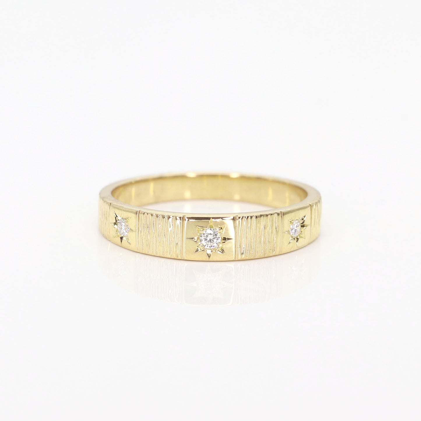 14K 3 FLAME DIAMOND STRIPE BAND