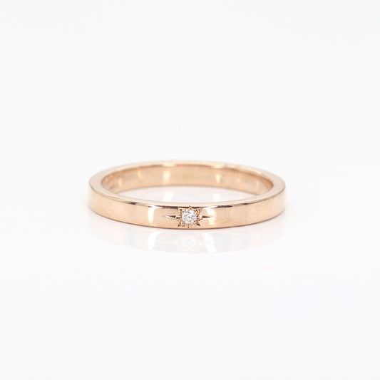 14K 1 FLAME DIAMOND 2.5MM BAND