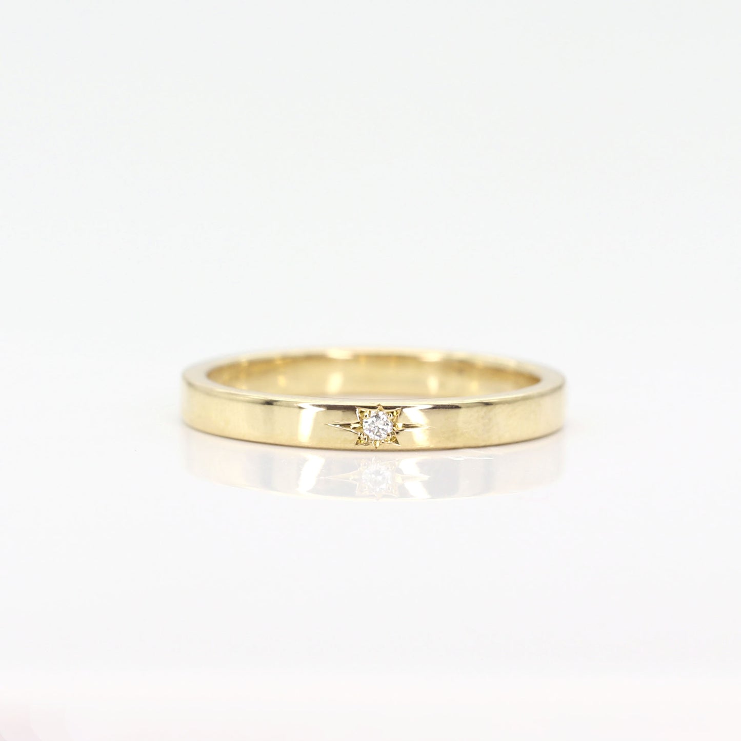 14K 1 FLAME DIAMOND 2.5MM BAND