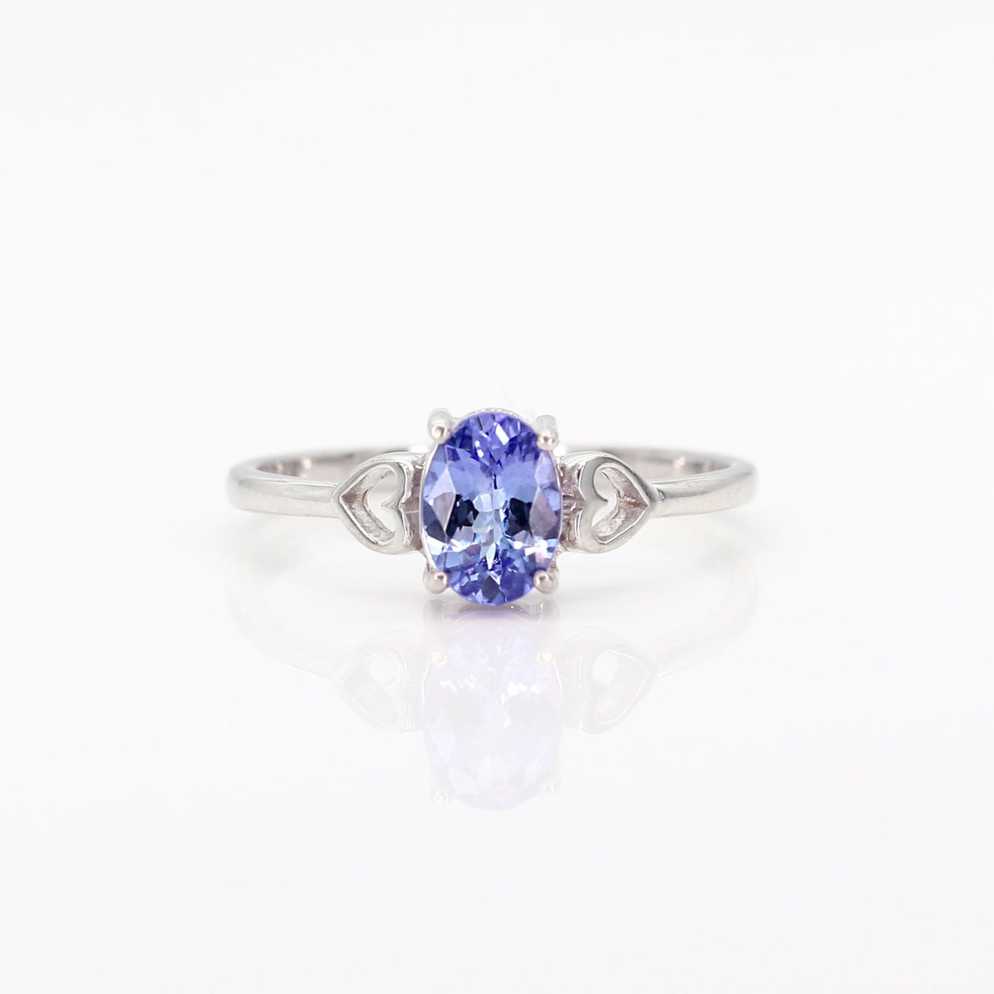 14K OVAL TANZANITE DOUBLE HEART RING