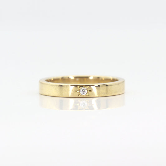 14K 1 DIAMOND FLAME 3MM BAND