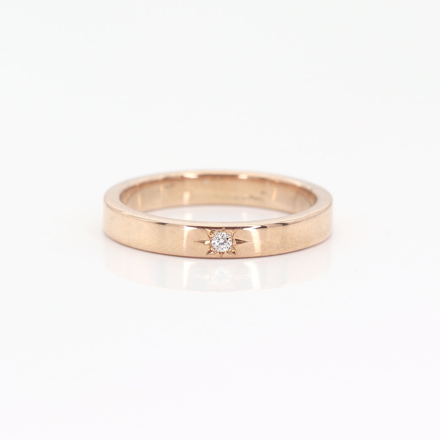 14K 1 DIAMOND FLAME 3MM BAND