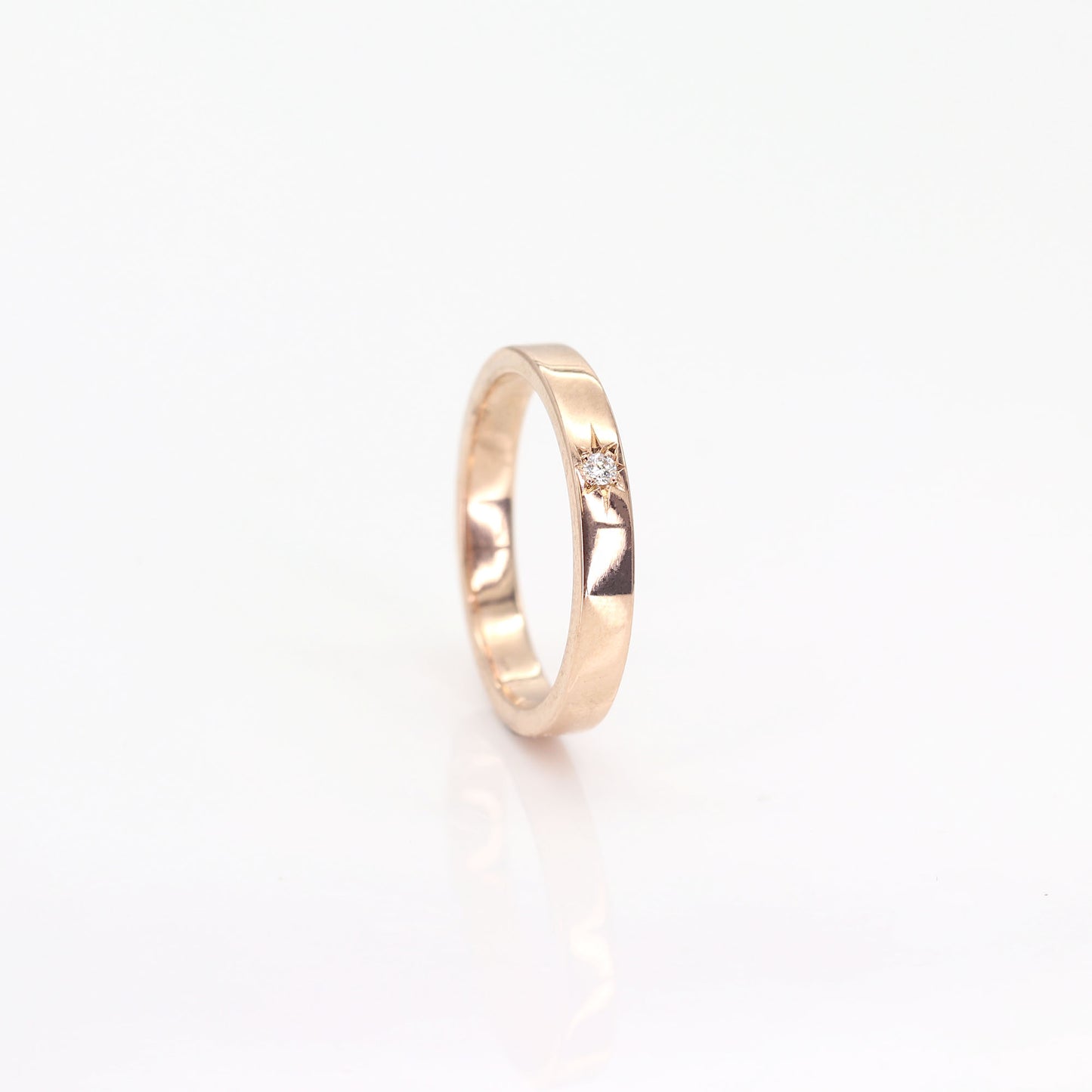 14K 1 DIAMOND FLAME 3MM BAND