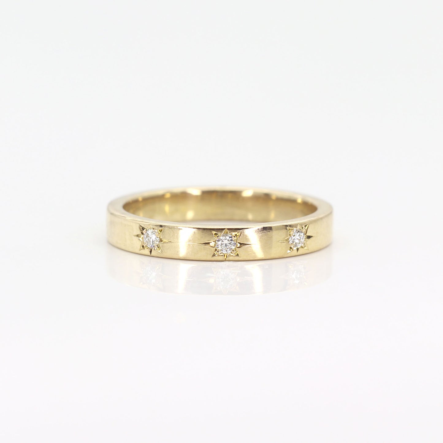 14K 3 DIAMOND FLAME 3MM BAND