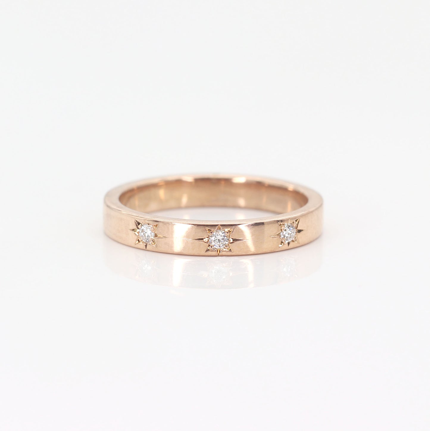 14K 3 DIAMOND FLAME 3MM BAND