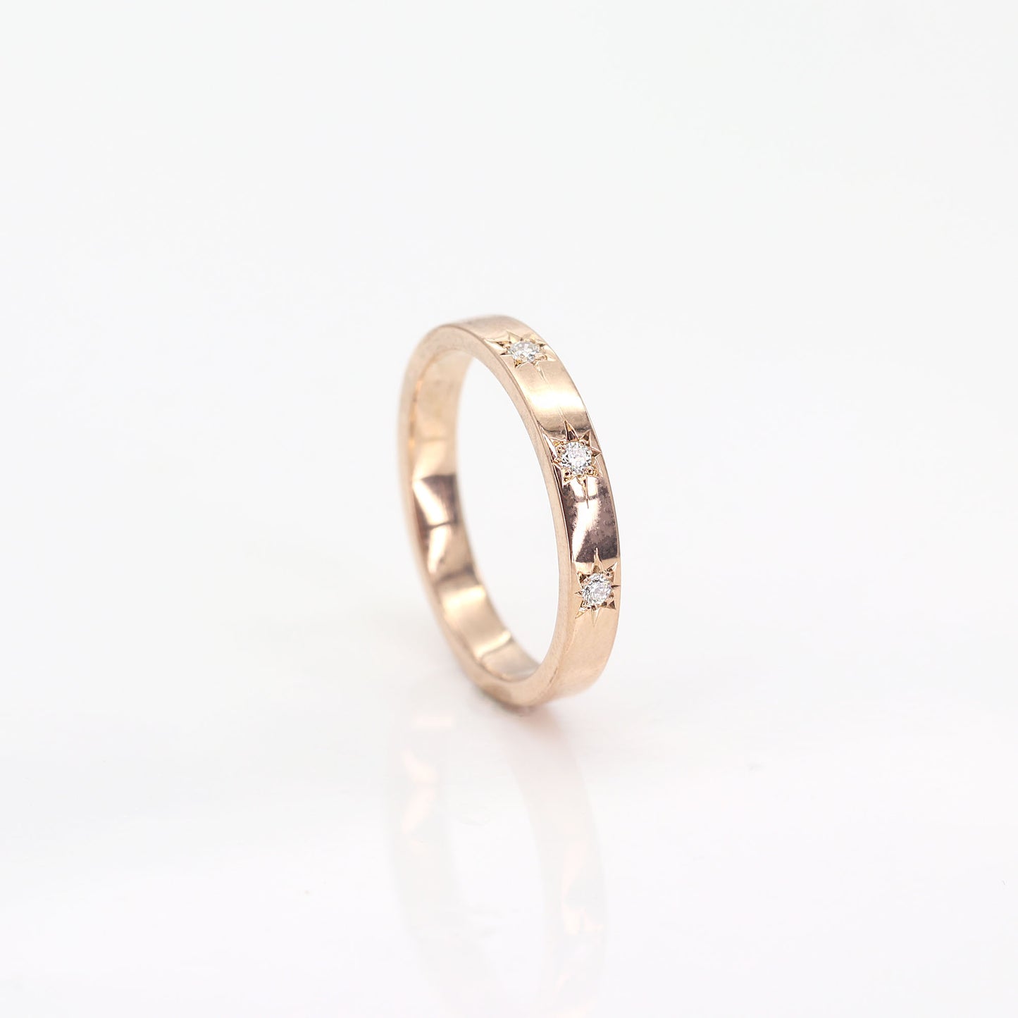 14K 3 DIAMOND FLAME 3MM BAND