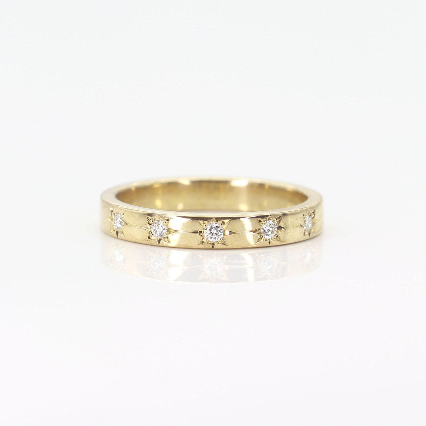 14K 5 DIAMOND FLAME 3MM BAND