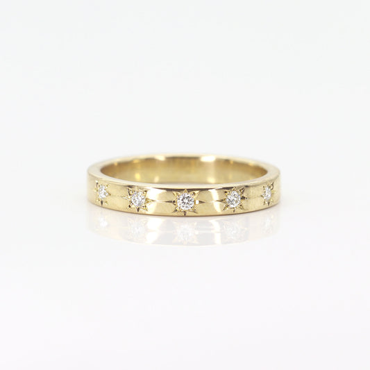 14K 5 DIAMOND FLAME 3MM BAND