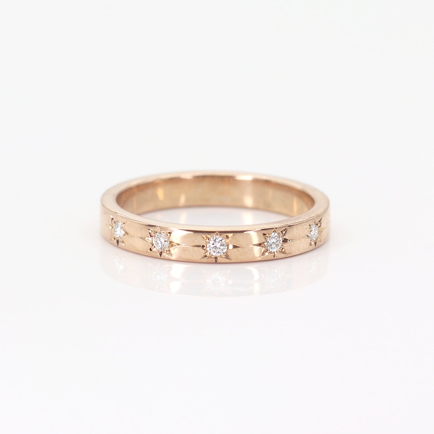 14K 5 DIAMOND FLAME 3MM BAND