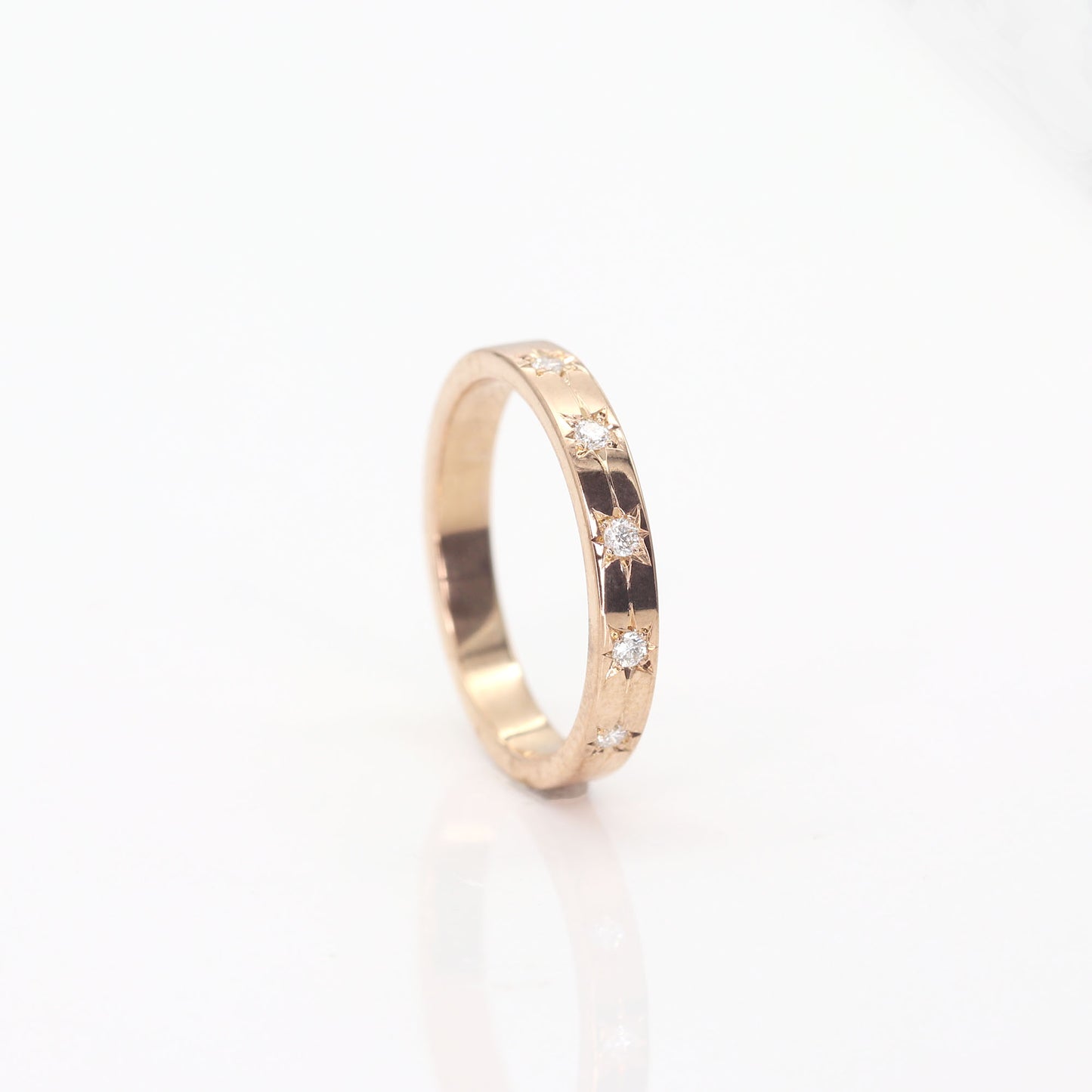 14K 5 DIAMOND FLAME 3MM BAND