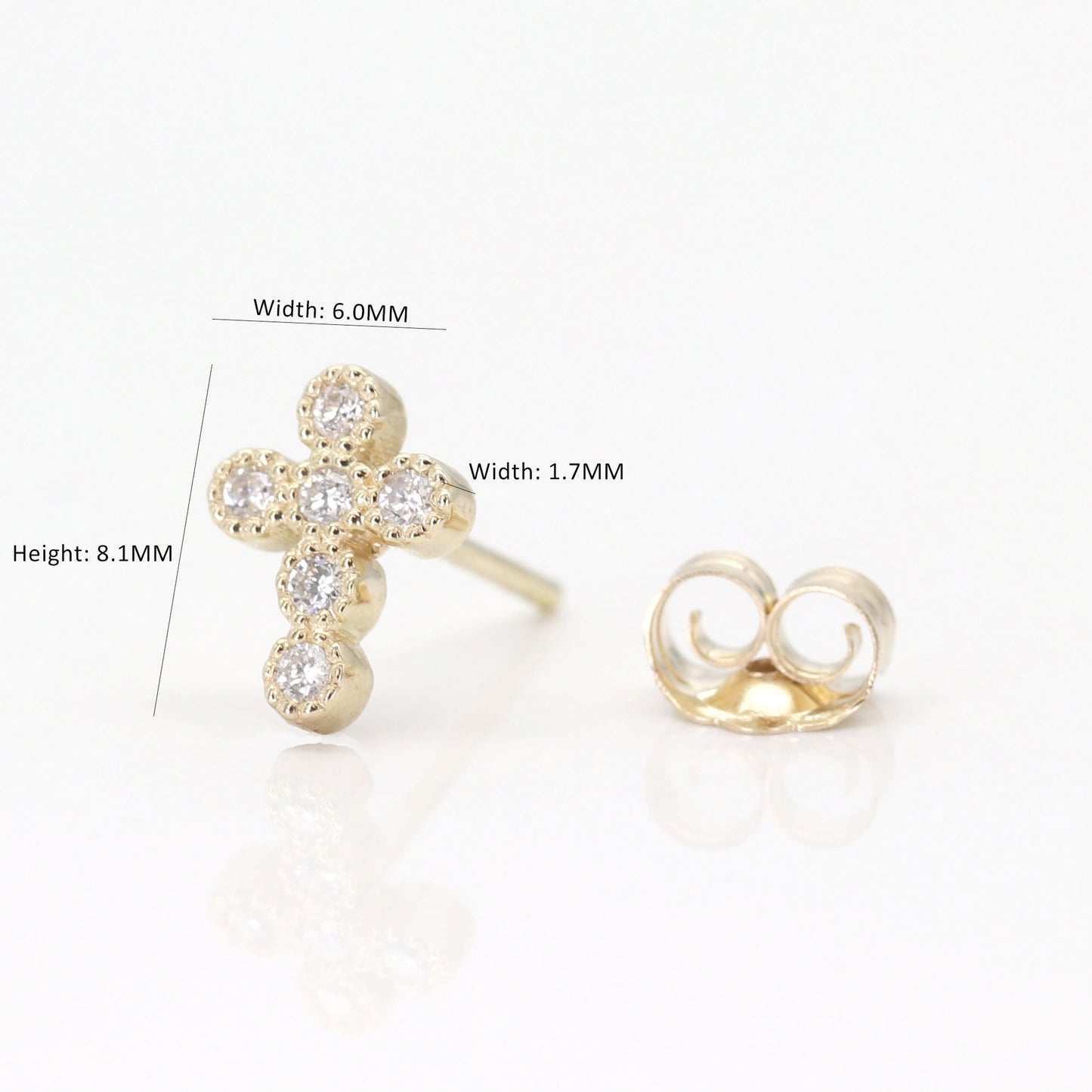 14K DIAMOND CROSS STUD EARRING