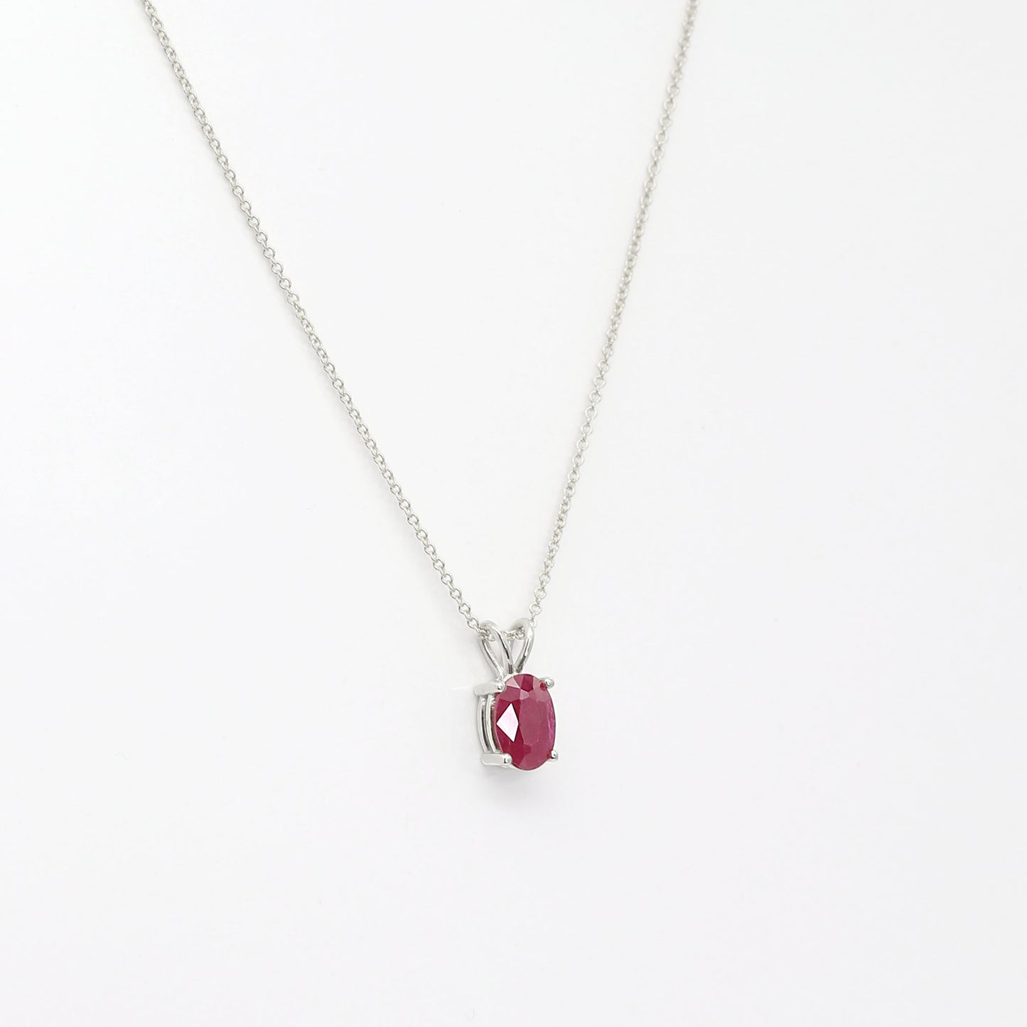 14K OVAL RUBY SOLITAIRE NECKLACE