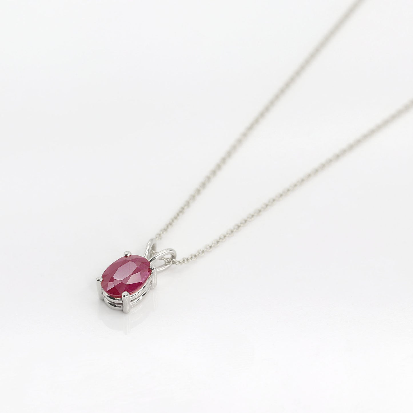 14K OVAL RUBY SOLITAIRE NECKLACE