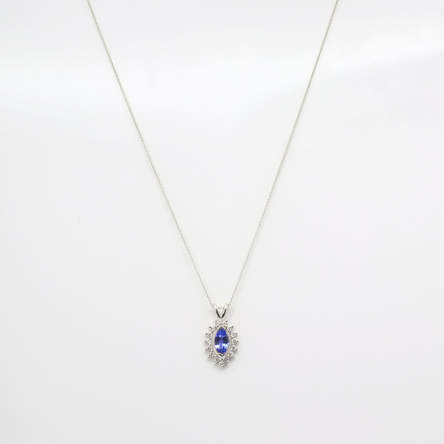 14K MARQUISE TANZANITE DIAMOND NECKLACE