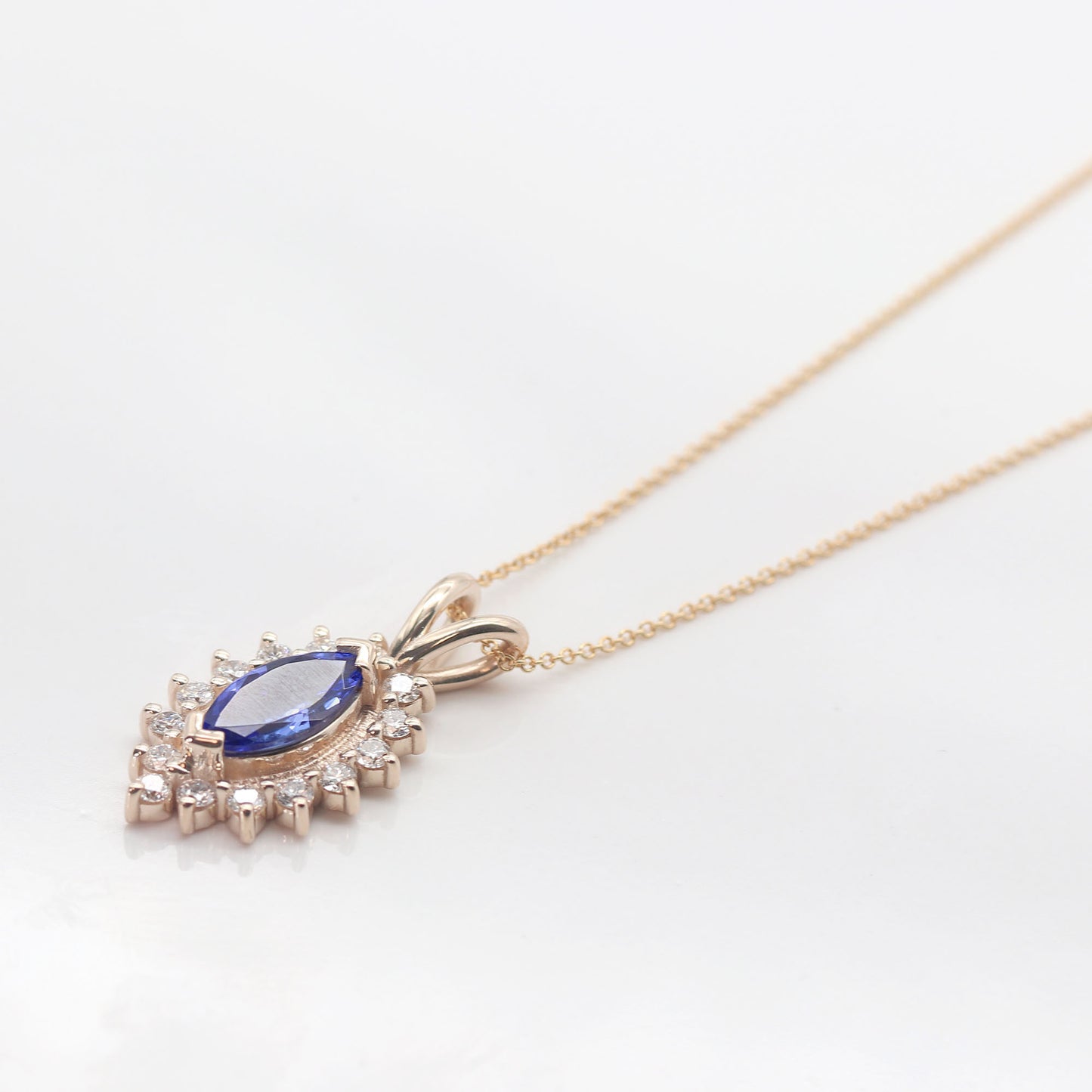 14K MARQUISE TANZANITE DIAMOND NECKLACE