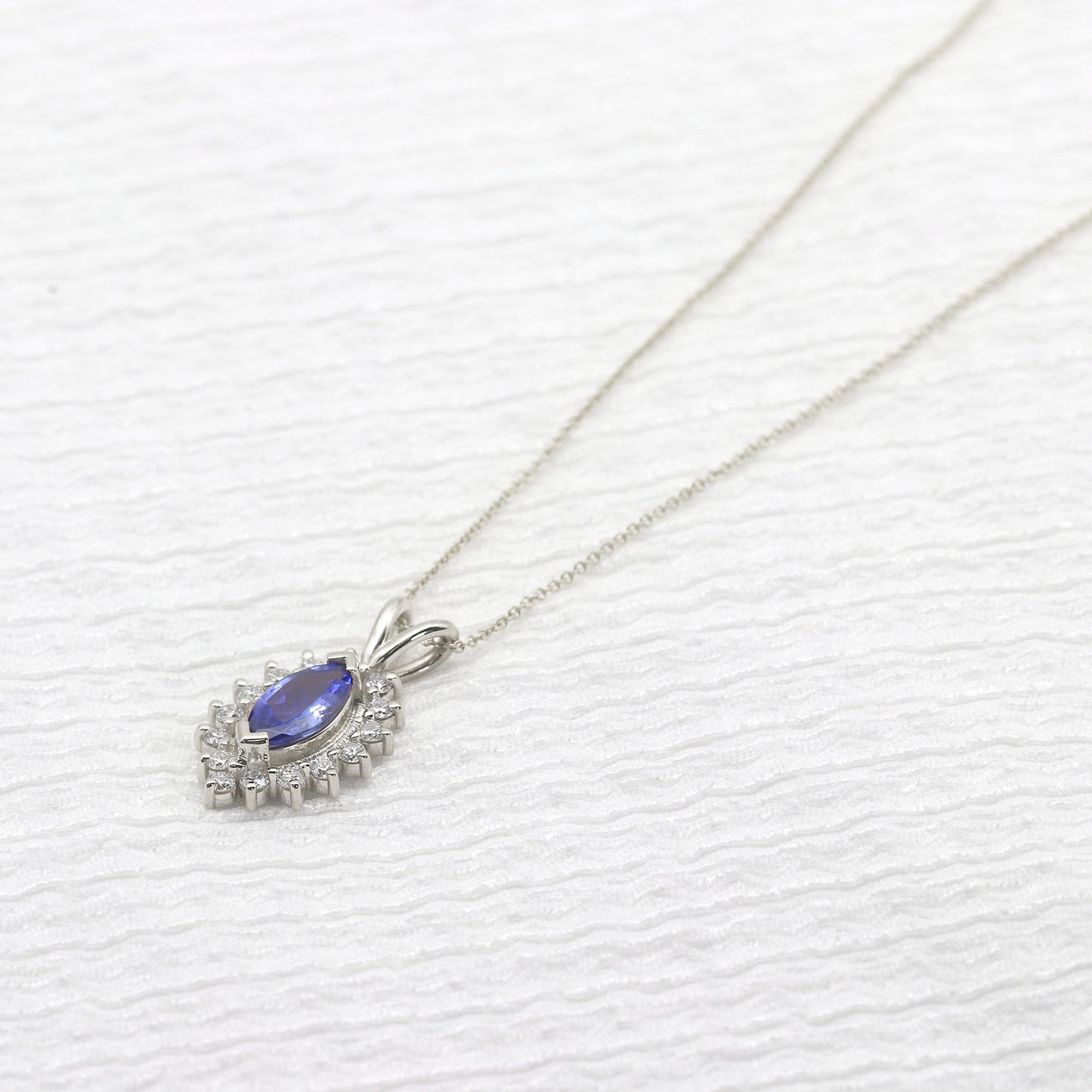 14K MARQUISE TANZANITE DIAMOND NECKLACE