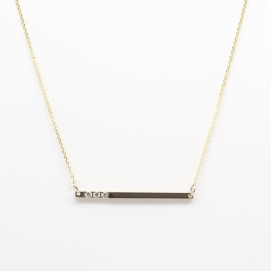 14K 3 DIAMOND BAR NECKLACE