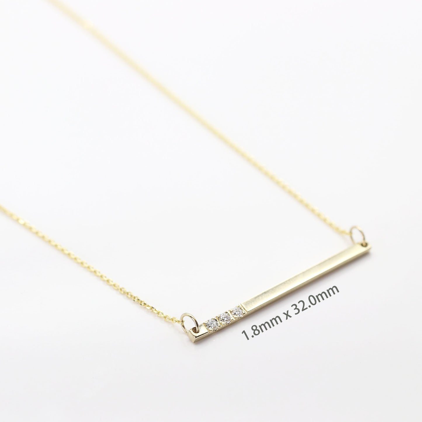 14K 3 DIAMOND BAR NECKLACE