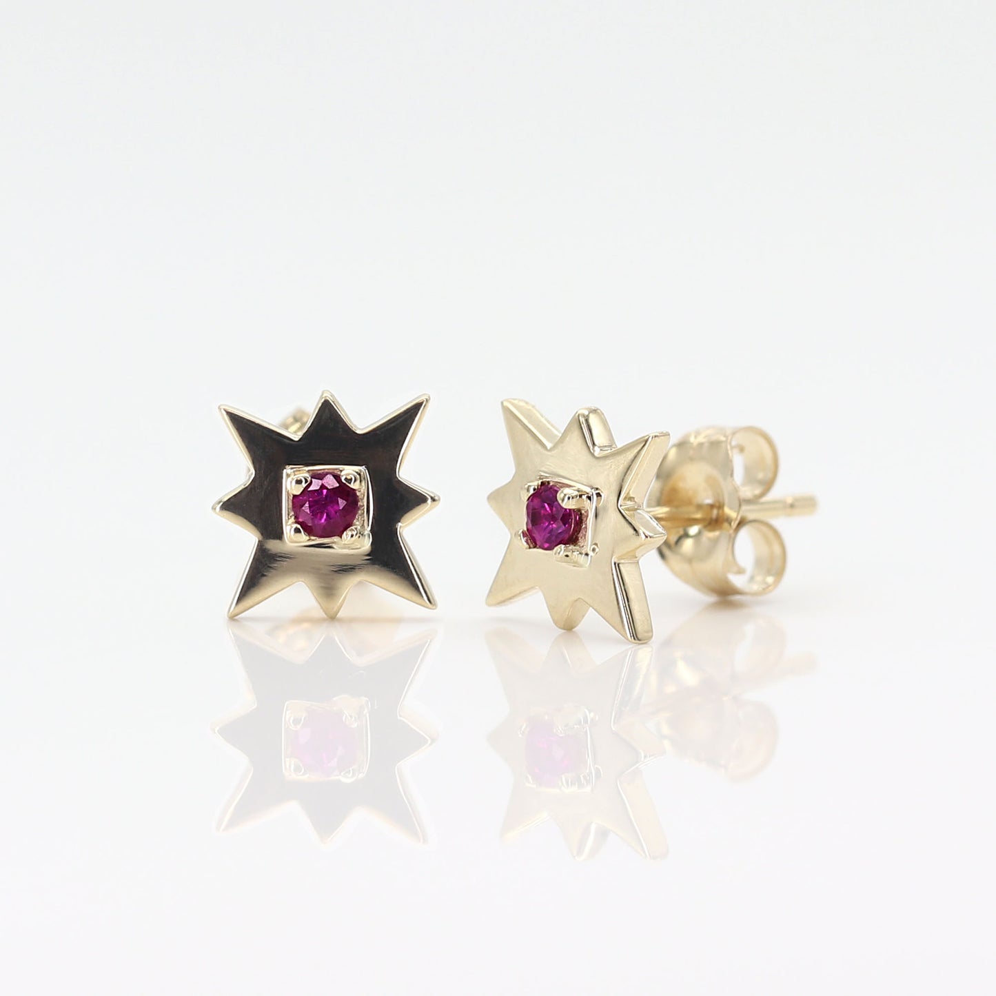 14K RUBY STAR EARRING