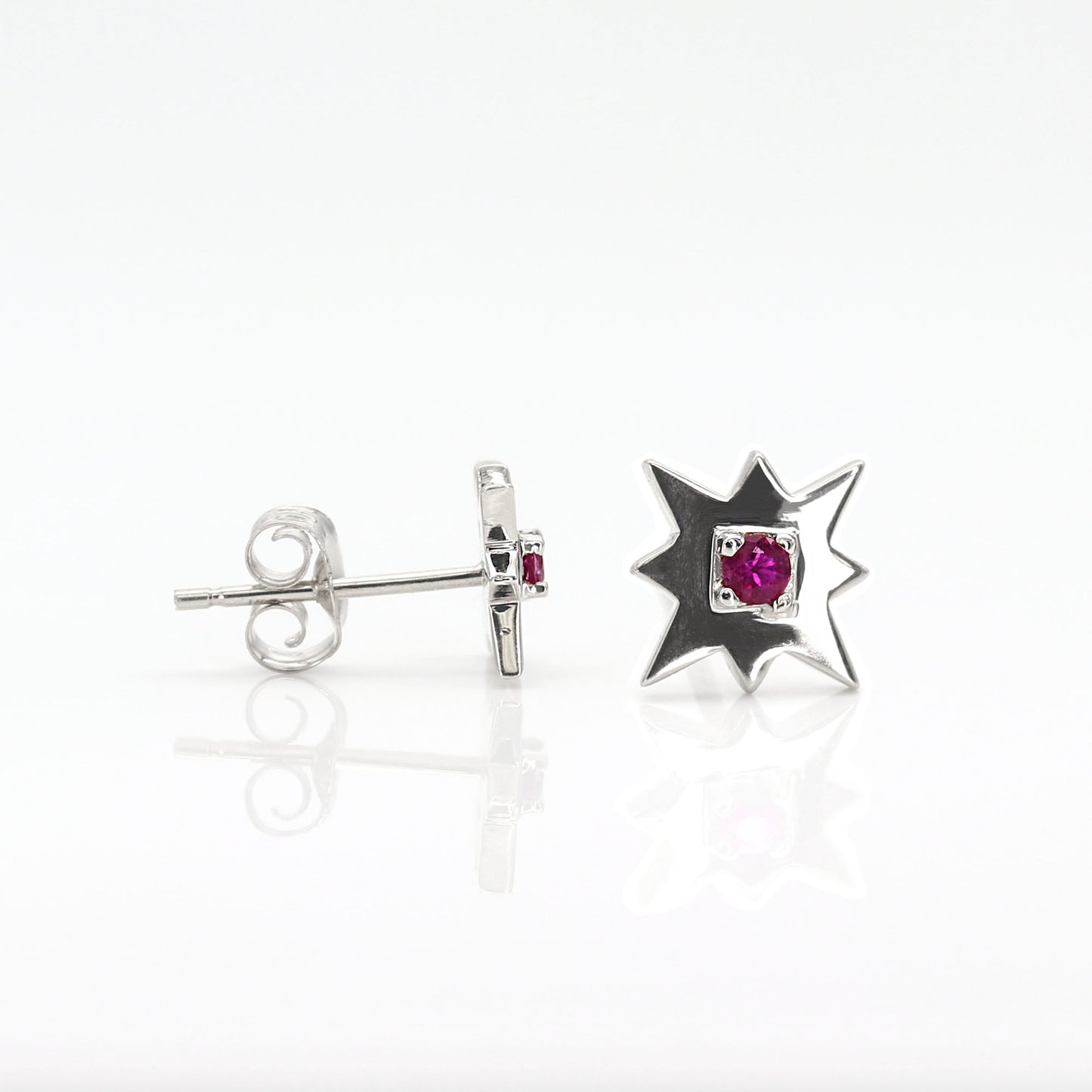 14K RUBY STAR EARRING