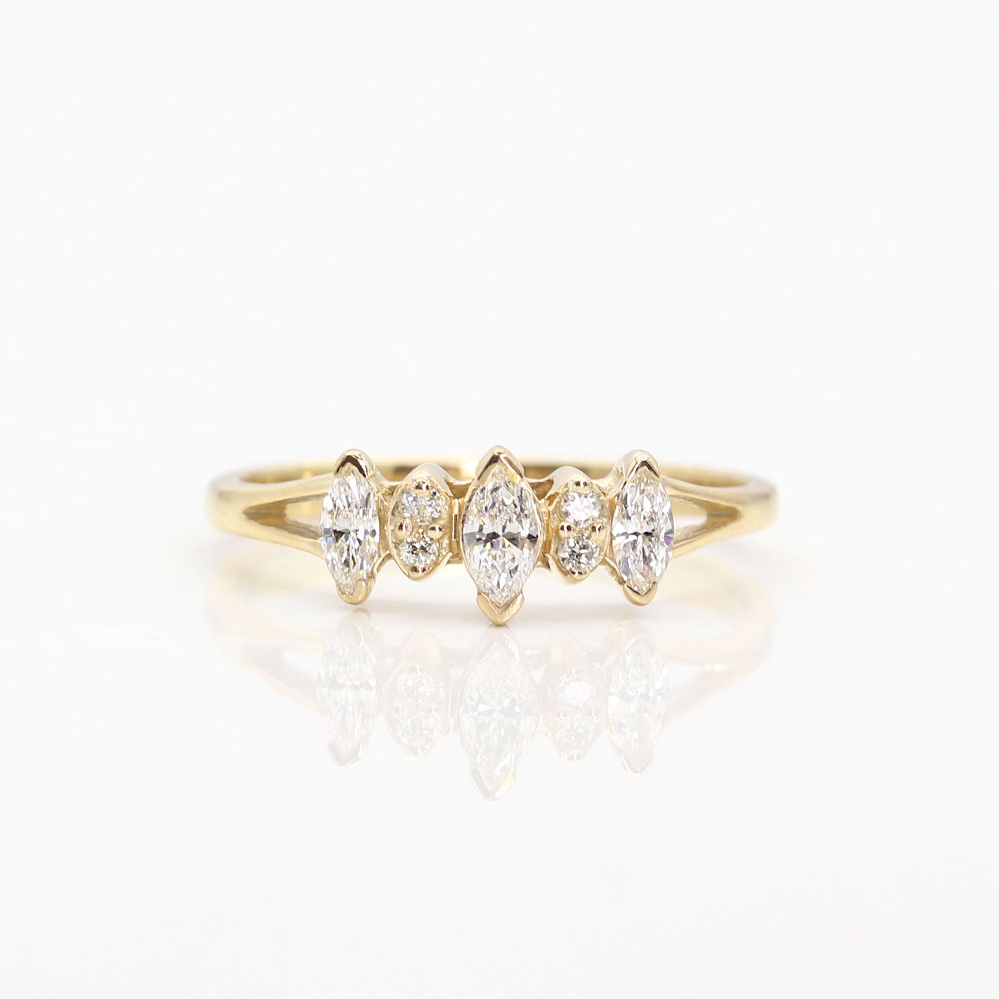 14K 3 MARQUISE DIAMOND RING